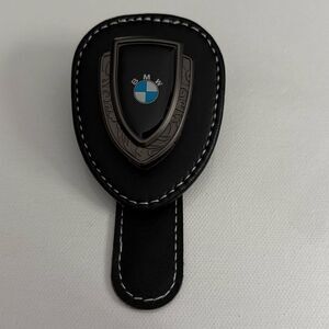 BMW Sunglass Holder for Car with Logo Black PU Leather NWT